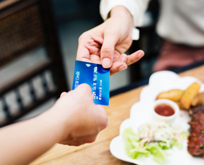 Paying with Credit Card in Restaurant