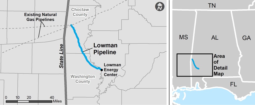 Lowman Pipeline area of interest.